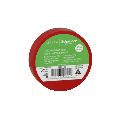 Ruban isolant 19mm x 33m - Rouge