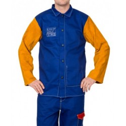 Weldas proban welder's jacket blue leather sleeves