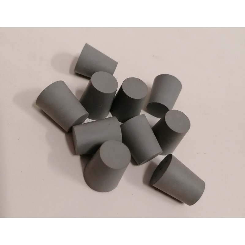 Bouchons Caoutchouc Coniques QUARKZMAN – 4 Pièces à 1 Trou, Pour Tubes à Essai Et Flacons Labo (24x18x25 Mm, Noir)
